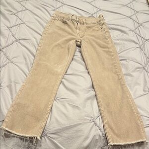 Gap vintage slim high rise Tan Frayed Hem Jeans size 24